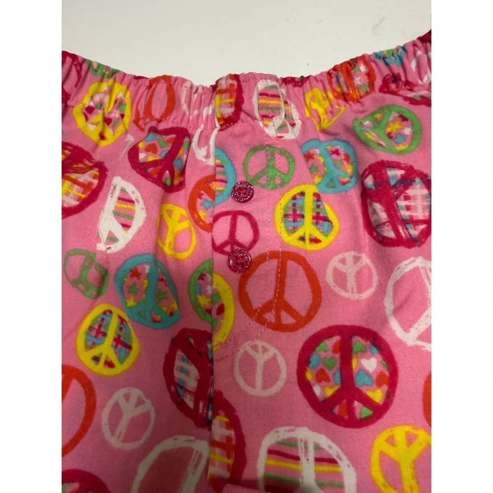 The Children's Place Girl Pink Peace Sign Pajama Sleep Shorts S 5/6 Retro Lounge